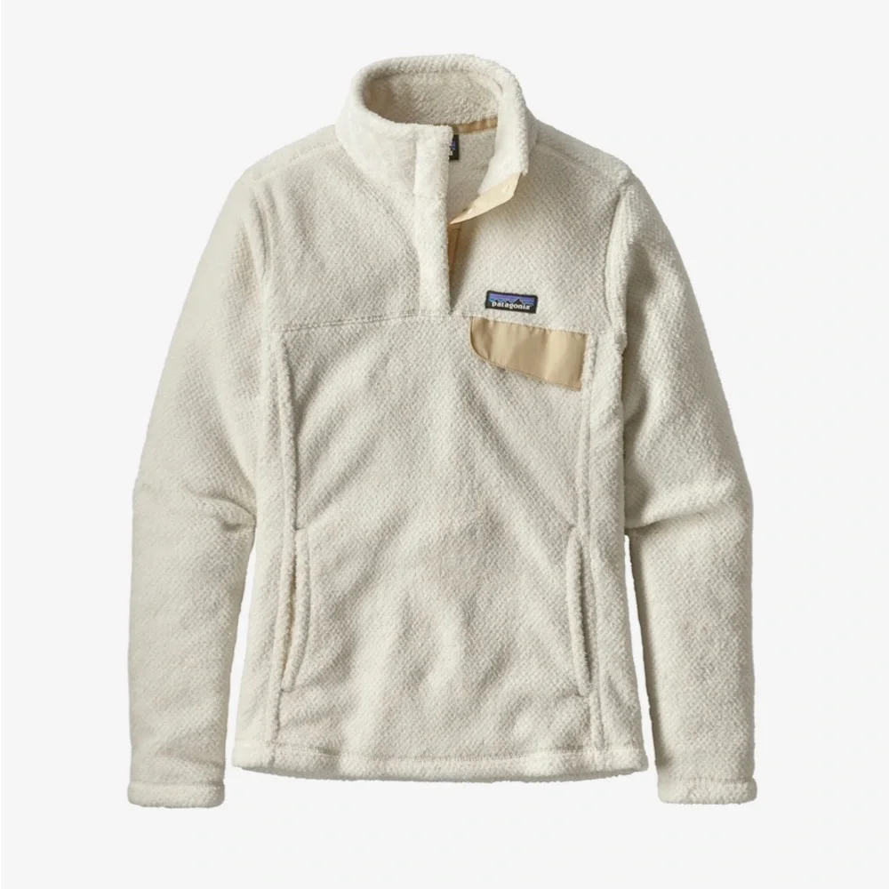 Patagonia Raw Linen White Cream X-Dye Retool Snap T Fleece Jacket Pullover Top M - Picture 10 of 10